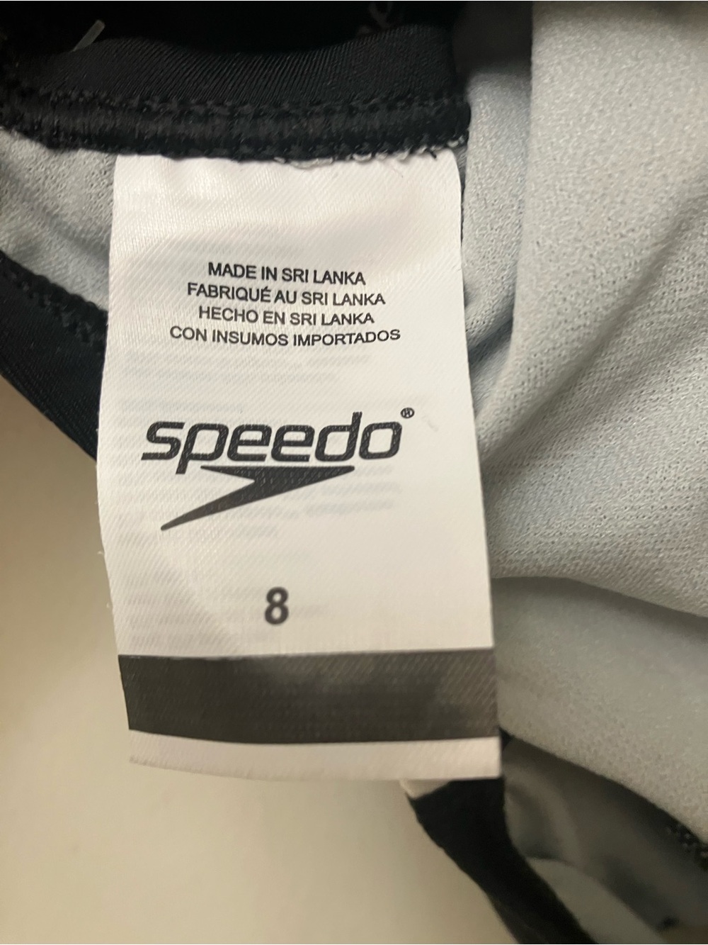 Speedo Black One-Piece racing Swimsuit with Iridescent Logo size 8 NWT - Picture 5 of 14